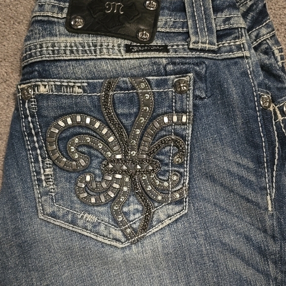 Miss Me Blue Heart Embellished Jeans - Picture 2 of 4